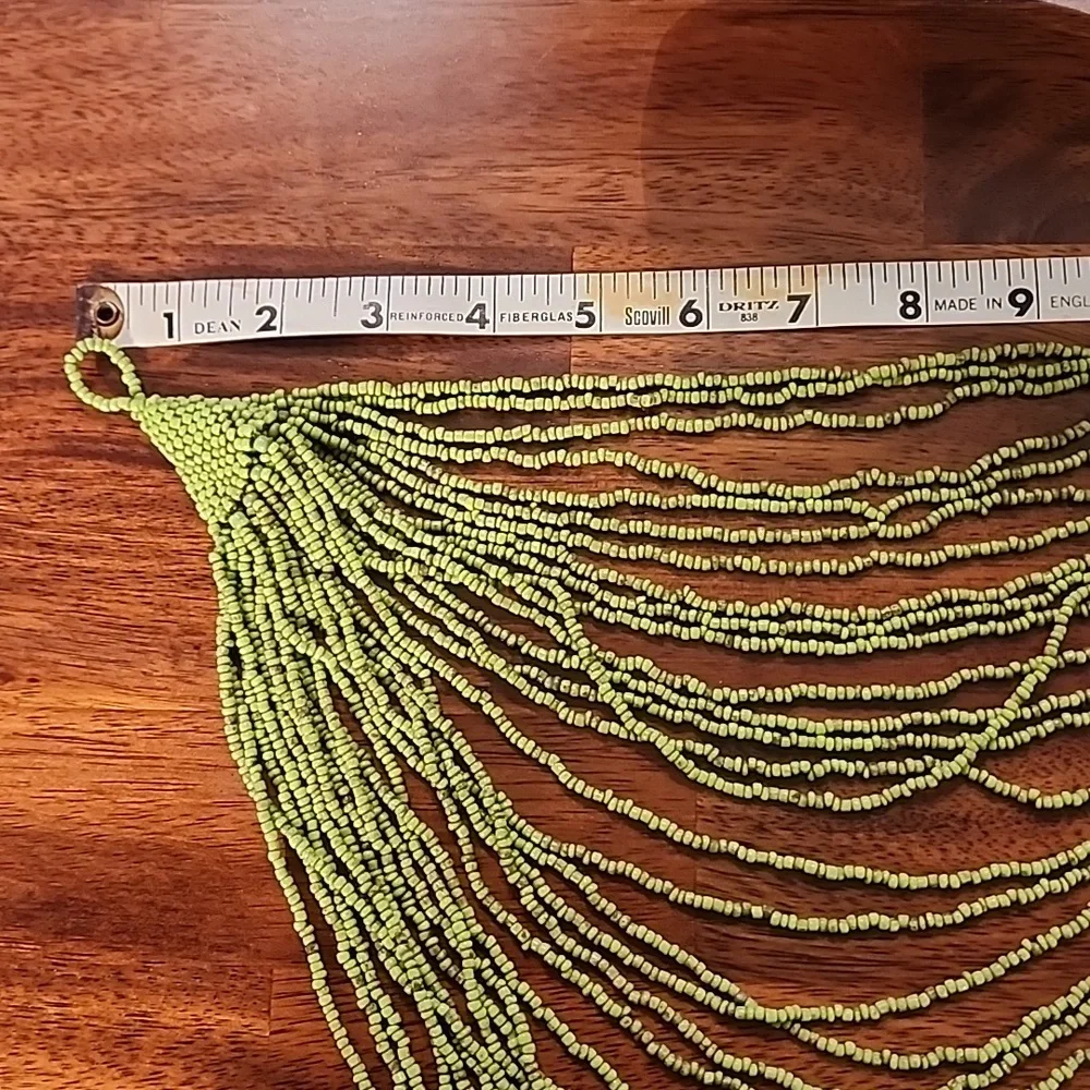 Ben Amun Vintage Rare Multi Strand Green Beaded Choker Bib Necklace - Picture 5 of 7